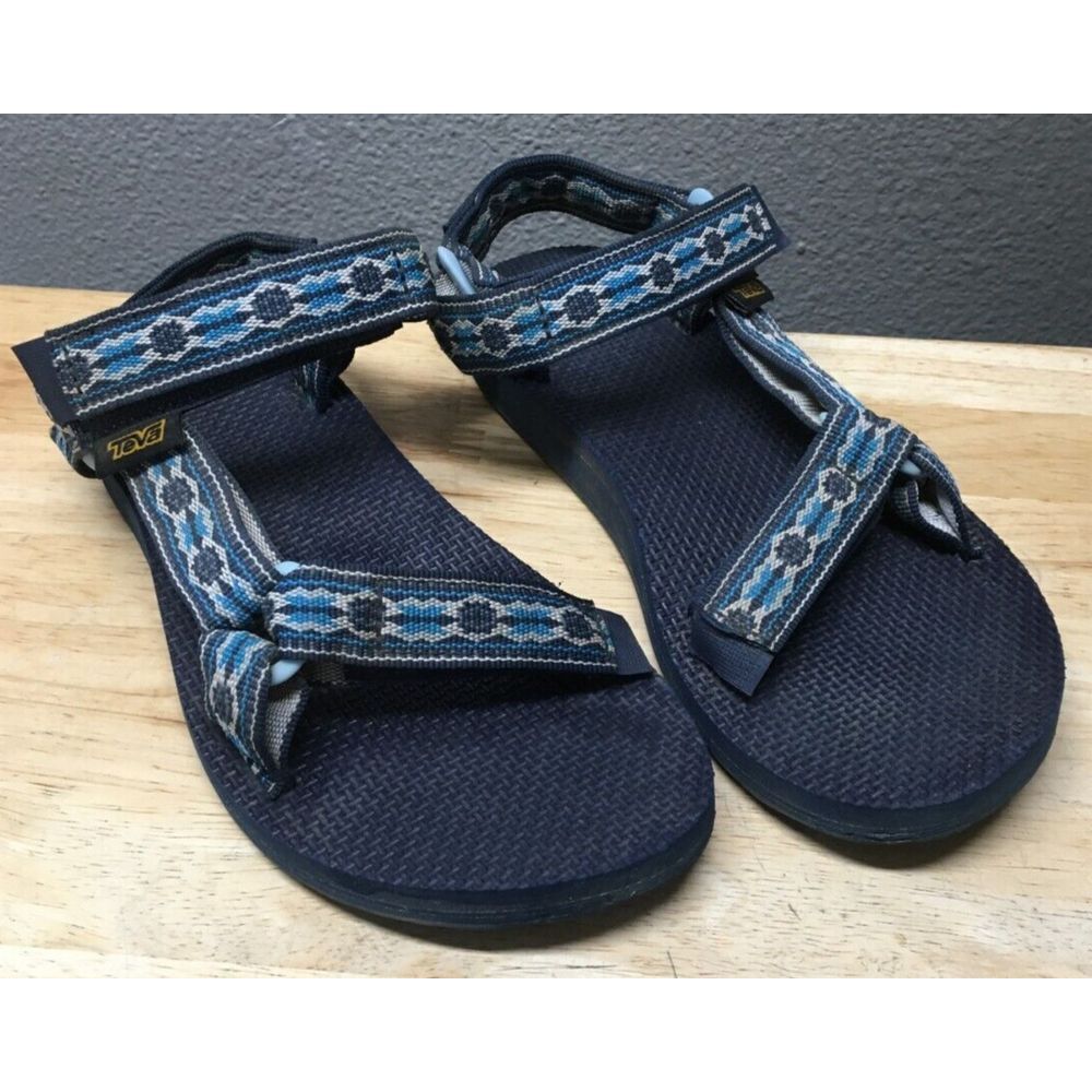 TEVA Sandal Womens Size US 3 Blue Geometric Universal Hook & Loop Outdoor Hiking